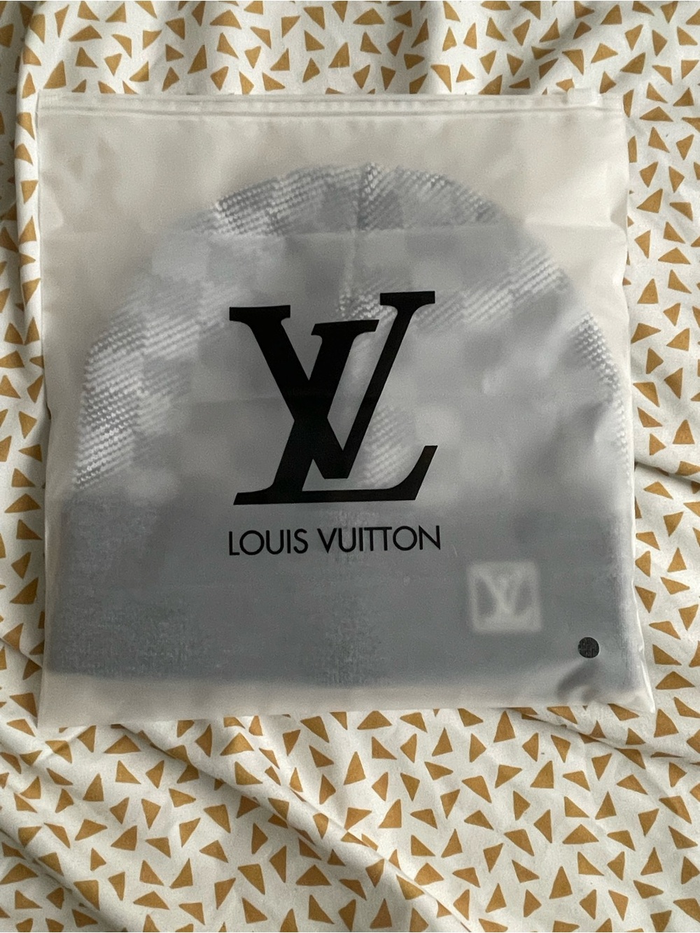 Louis Vuitton Gray and White Checkered Knit Beanie